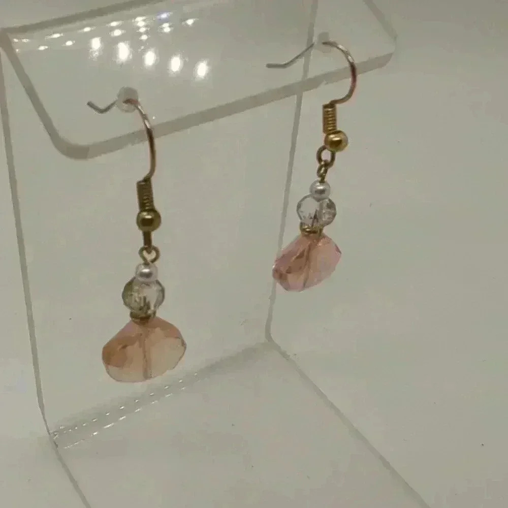 New Sterling Silver 18kt Coated Sterling Silver Pearl & Czech Crystal Earrings.. - Picture 5 of 9